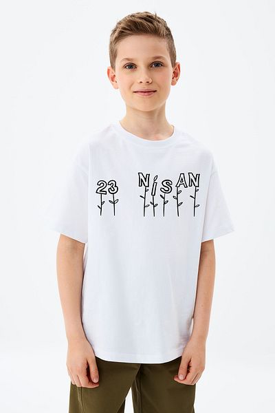 ADABEBEK Tricou pentru băieți cu model de flori 23 aprilie