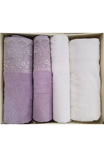 Özdilek FIDELYA CREAM-LILA BEST SET HAMAMAM SET