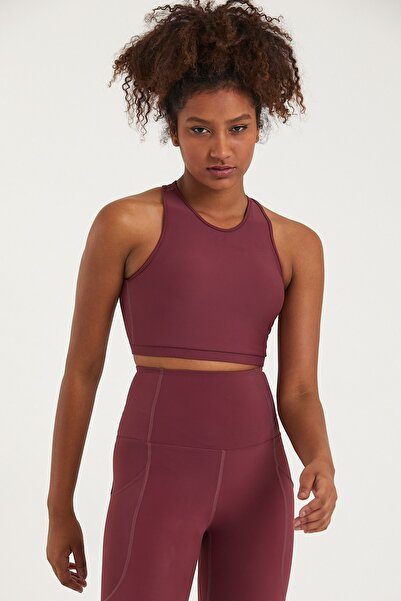 GRAB Burgundy Halter Neck Sports Bra