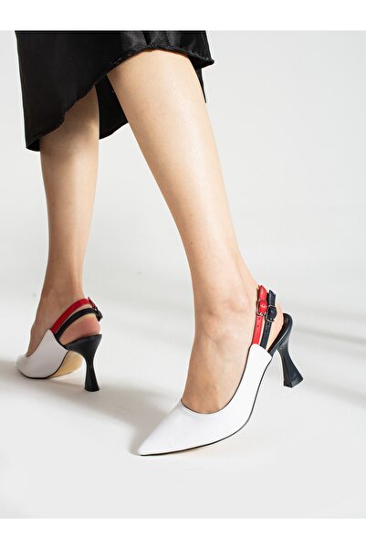 Alemdar Shoes VİCTOR White-Red Heeled Women's Shoes