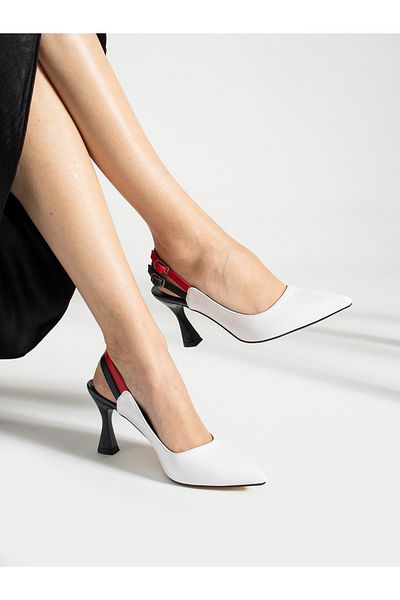 Alemdar Shoes VİCTOR White-Red Heeled Women's Shoes