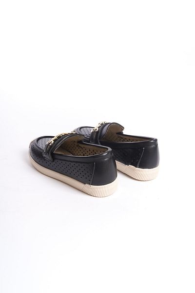 Joy Woman HIRA Laceless Orthopedic Comfortable Sole Heart Patterned Women's Ballerina Shoes KT Black