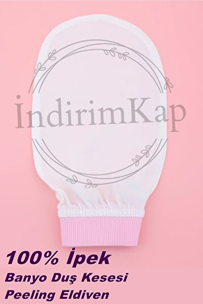 İndirimKap %100 Floş İpek Banyo Duş Kesesi Ekru Peeling Eldiveni Kadın Ve Erk...