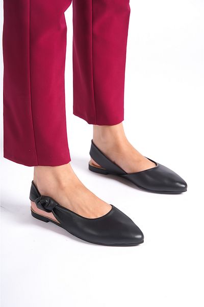 Deripabuc Genuine Leather Black Women's Leather Ballerinas Dp58-5055