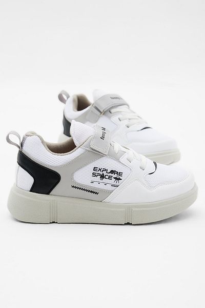 Tonny Black Kinder Unisex Weiß Schwarz Bequeme Passform Klettschuhe