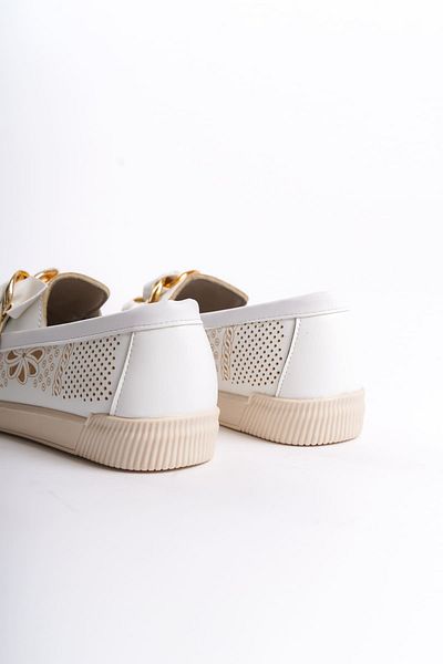 Joy Woman HANDY Balerina de damă, ortopedică, fără șireturi, cu talpă confortabilă, cu model de flori, KT White