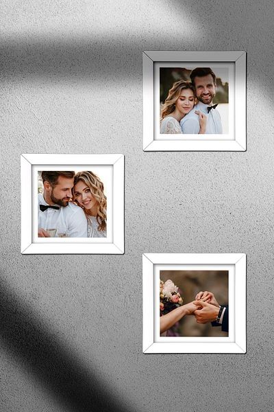 Senden Hediye 20x20 Cm White Square Frame - 3 Pieces