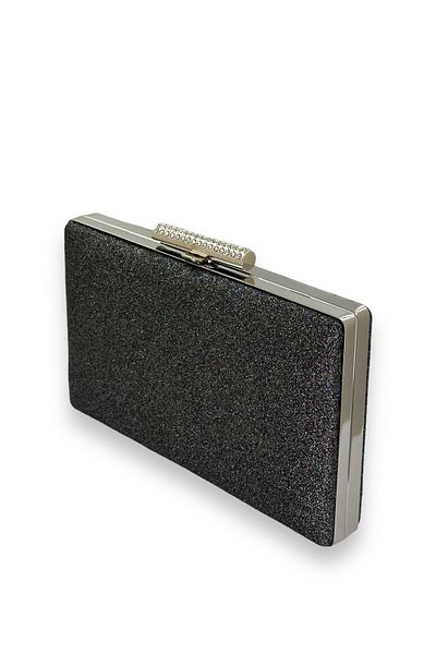 Biçanta Anthracite Platinum Color Glitter Μη χυμένο Εισαγόμενο Kumsim Μεταλλική λαβή Βραδινή τσάντα φορέματος με πέτρινη θήκη