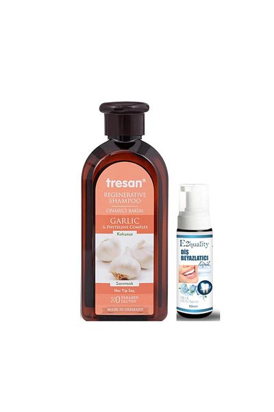 Tresan Garlic Repair Care Shampoo - 300 ml Unscented Teeth Whitening Foam Gift