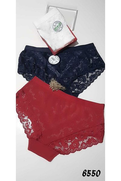 Leylim 5-Piece Large Size Front and Back Tulle-Lace Bikini Panties