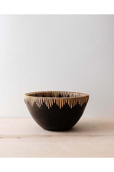 Warm Design وعاء مزخرف بخياطة من الخيزران