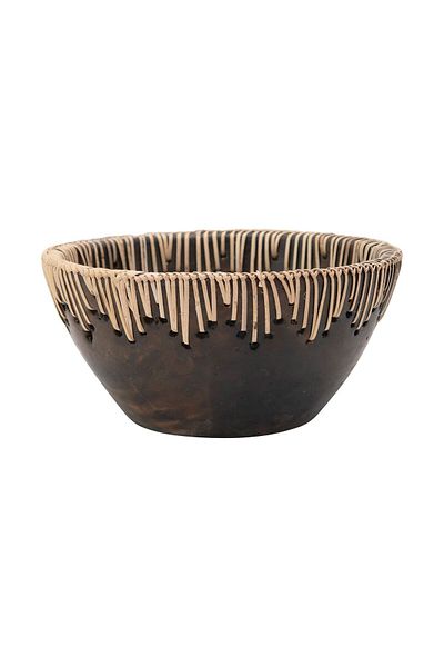 Warm Design وعاء مزخرف بخياطة من الخيزران