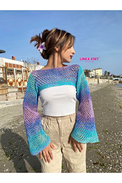 linka El Yapımı Deniz Kızı Bolero, Pamuklu Tığ İşi El Yapımı Yazlık Bolero, C...