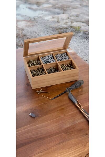 HİNESSA 6 Bölmeli Bambu Poşet Çay Kutusu 24x16x7cm