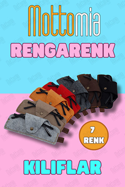 mottomia Double 2 Colors Dark Brown and Light Gray Felt 100% Handmade Sun and Reading Glasses Case