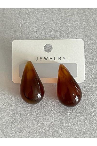 Rachel Amber Color Drop Model Earrings-3 cm