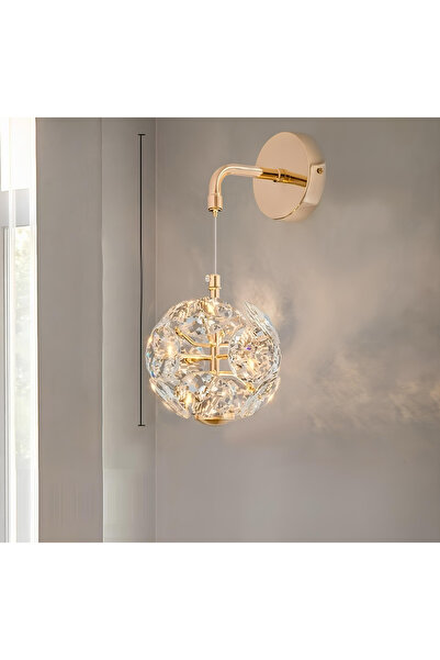burenze Luxury Exclusive Crystal Led Aplik Kristal Taşlı Aplik Gold Sarı Kademeli 3 Renk