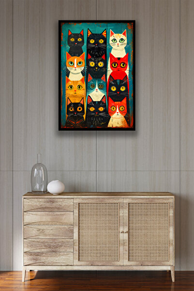 Nod Pictură elegantă de pisici din lemn - Model de ilustrație pentru decorare...