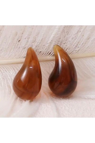 Rachel Amber Color Drop Model Earrings-3 cm