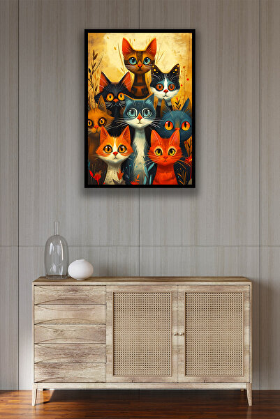 Nod Pictură elegantă de pisici din lemn - Model de ilustrație pentru decorare...