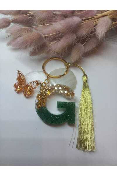 demirbasavm سلسلة مفاتيح إيبوكسي جي مصنوعة يدويًا