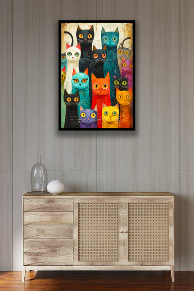 Nod Pictură elegantă de pisici din lemn - Model de ilustrație pentru decorare...