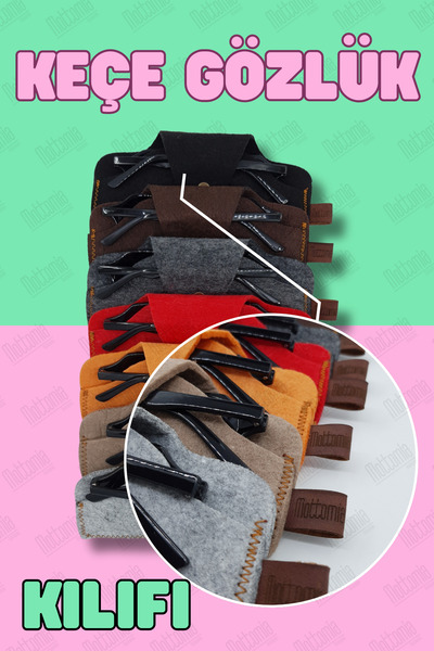 mottomia Double Color Black and Dark Gray Felt 100% Handmade Sun and Reading Glasses Case