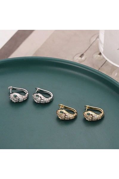 Rachel Silver Zircon Cubic Zirconia Snake Earrings, Special Series-2 cm