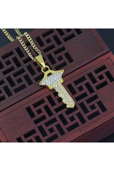 FG KONNİCHİWA Hip hop Diamond Key Necklace Luxury lovers necklace for Unisex men women