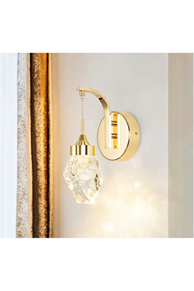 burenze Modern Luxury Kristalize Camlı Led Aplik Gold Sarı Concept Ürün Gün Işığı