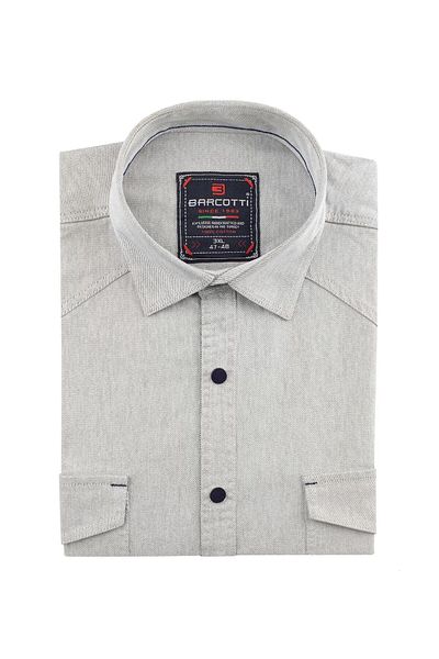 marufshop Men's Large Size 118-191 Long Sleeve Jeans Shirt Stone Suitable for Weight Interval