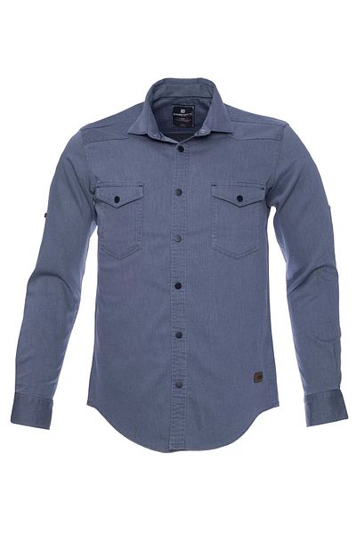 marufshop Men's Large Size 118-191 Long Sleeve Jeans Shirt Suitable for Weight Interval Smoked
