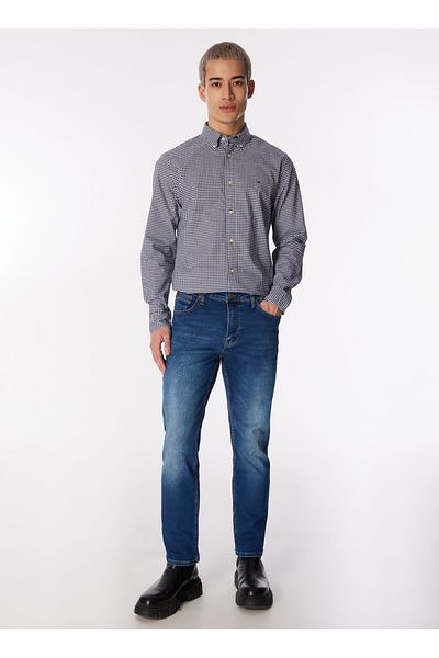 Lee Cooper بنطال جينز رجالي بقصة ضيقة بخصر عادي 242 LCM121025 جاكير إليري بلو م
