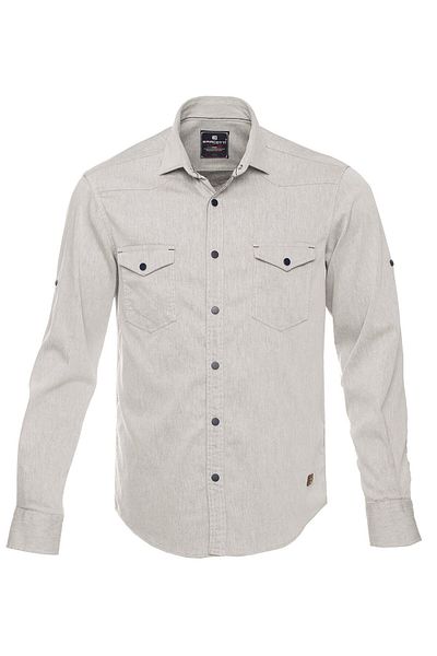 marufshop Men's Large Size 118-191 Long Sleeve Jeans Shirt Stone Suitable for Weight Interval