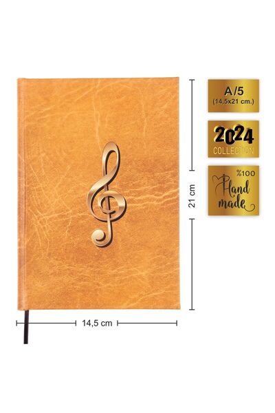 BİDEFTER كتاب موسيقى (مفتاح دو) 100% صناعة يدوية، خياطة يدوية (خيط خيط) غلاف ...