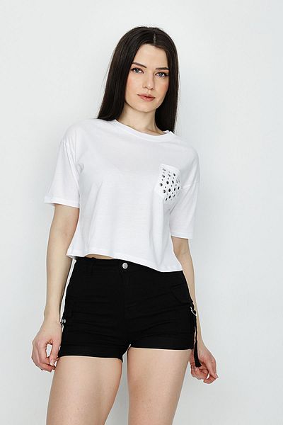 Select Moda Women's Black Cargo Pocket Mini Shorts