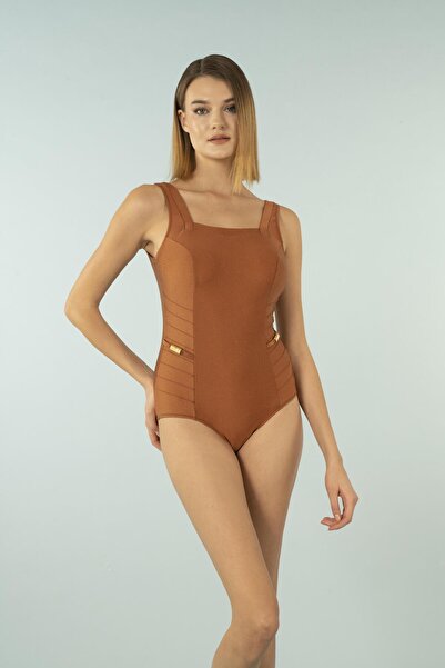 Estiva Square Collar Swimsuit with Accessories - Brown