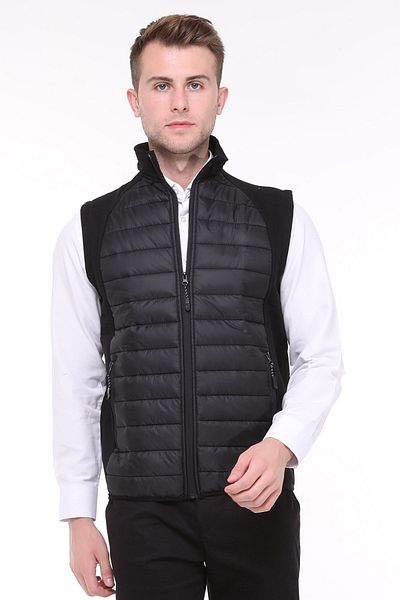 Uniprom Men's Puffer Vest Water and Windproof Rail Pattern Black
