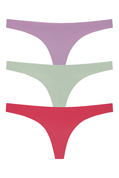 Cottonhill Lazer Kesim Kadın Tanga Külot 3'lü Paket-1