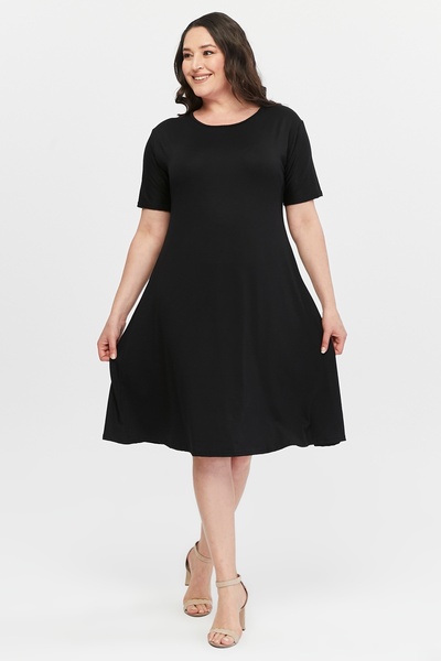 BEĞENDİM Viscose Solid Color Basic Short Sleeve Dress