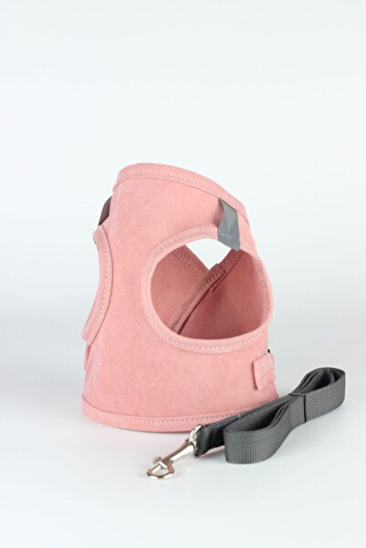 Petköy Kedi Gezdirme Tasması - Kedi Tasması Göğüs Tasma Seti Yumuşak Süet Pembe Renk