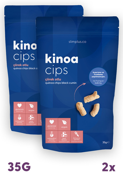 slimplus 2 Paket 35G Glutensiz Vegan Yağsız Çörekotlu Kinoa Cipsi