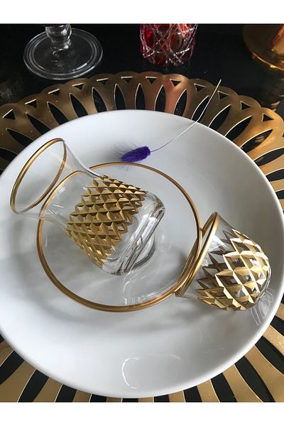 Paşabahçe 18 Piece Valens Cut Decor Tea Set