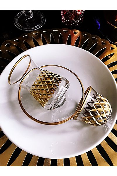 Paşabahçe 18 Piece Valens Cut Decor Tea Set