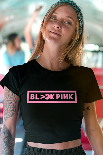 ROCKANDROLL Blackpink Game Black Crop Top Tricou scurt pentru femei