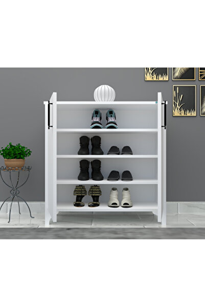 Buzkan Mobilya %100 MDF 2 Kapaklı Küp Üstü Beyaz Ayakkabılık