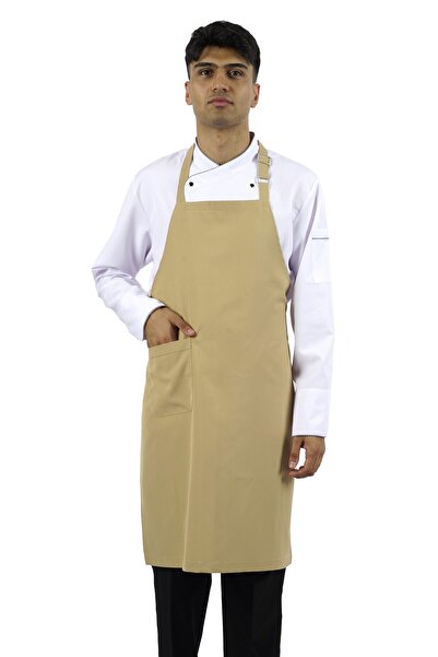 SEZA TEKSTİL مريلة مطبخ للطهي والنادل والشيف باريستا كافيه مع جيوب (قماش الألبكة)