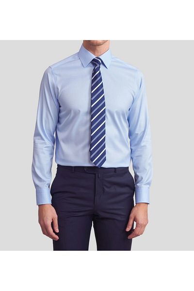 Daniel Bessi Long Sleeve Slim Fit 100% Cotton Twill Non-Iron Iron-Free Non-Wrinkle Basic Classic Men's Shirt