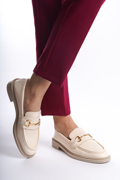 Moda Değirmeni Ten Cilt Kadın Tokalı Loafer Günlük Ayakkabı Bg1095-112-0006