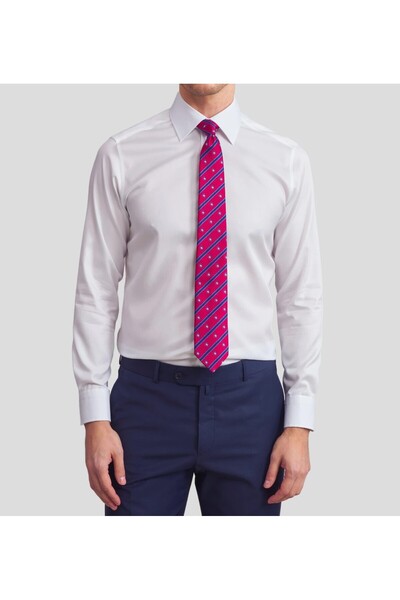 Daniel Bessi Uzun Kollu Slim Fit %100 Pamuk Twill Non-Iron Ütü Gerektirmeyen Kırışmayan Basic Klasik Erkek Gömlek